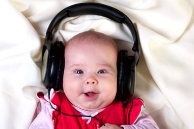 Newborn having hearing evaluation